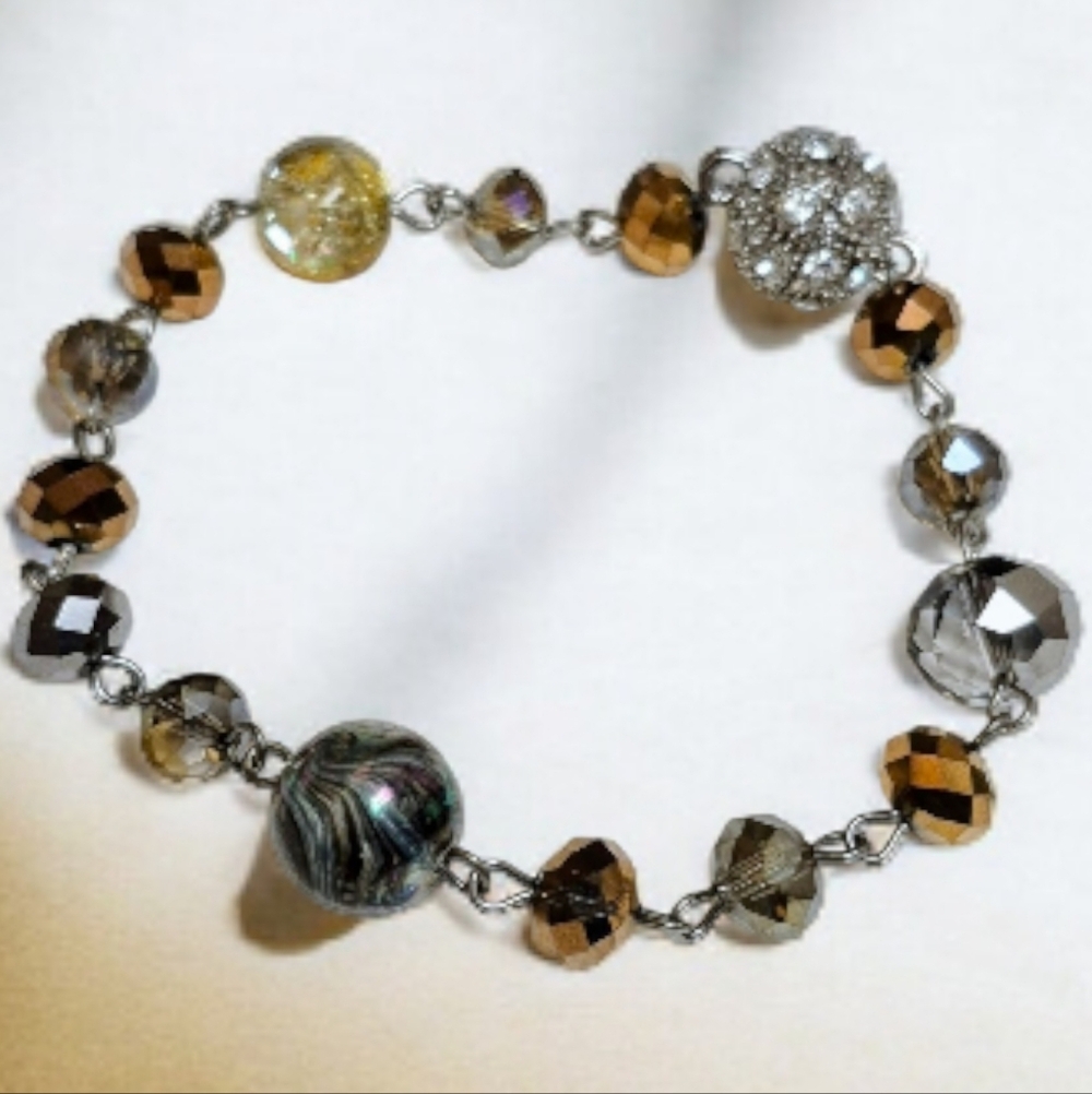 Elegant Multi-Color Glass & Rhinestone Beaded Bracelet